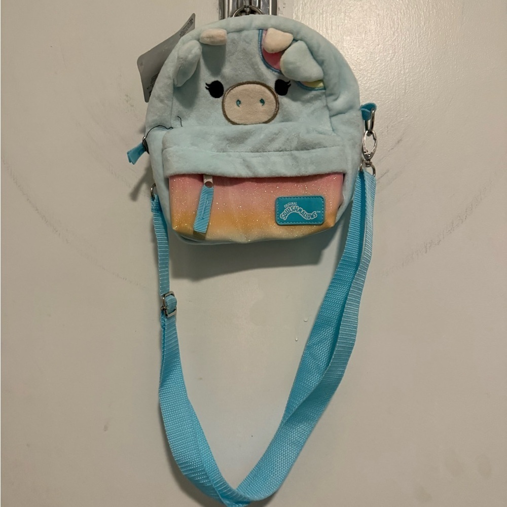 Squishmallows Unicorn Plush Bag - Blue and Pastel